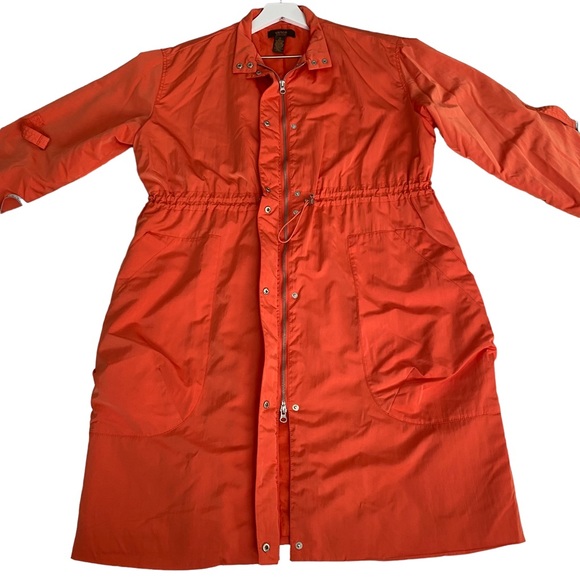 Victor by Victor Alfaro Orange Zipper All-Weather Trench Rain Coat Size Medium - Picture 9 of 12